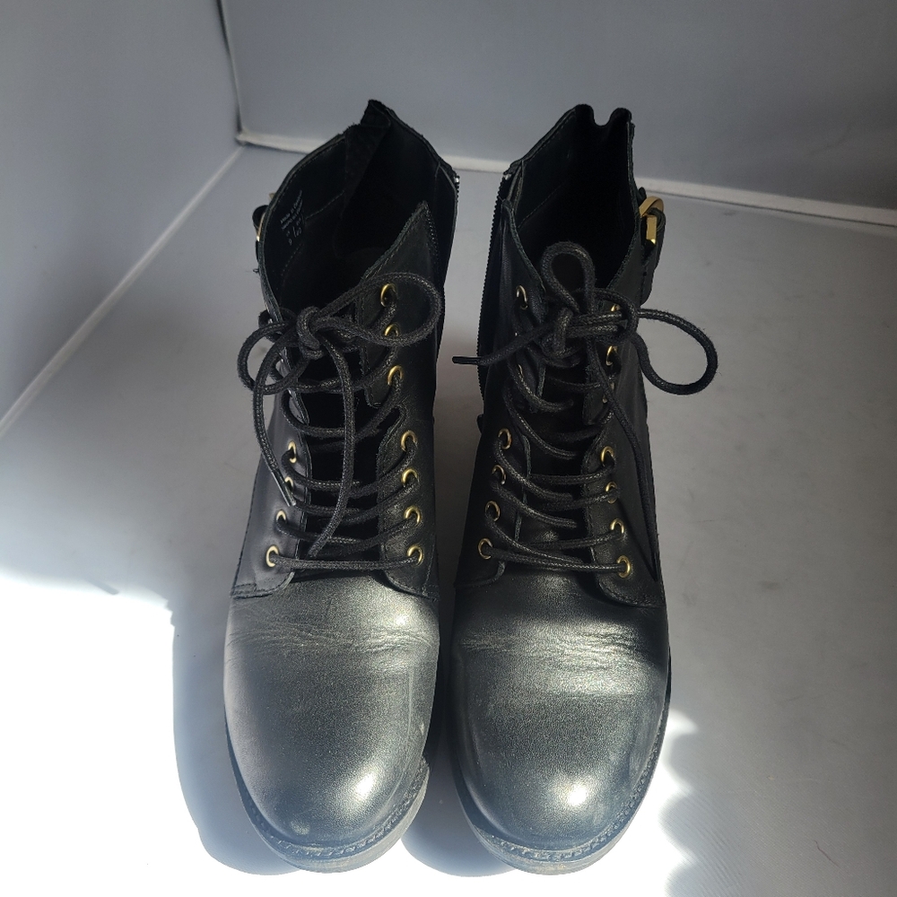 Aldo Lace Up Ankle Leather Boots Size 9 - Picture 2 of 6